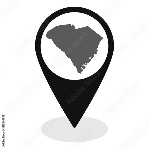 Obraz South Carolina  state map. Map of South Carolina state on map pinpoint in black color