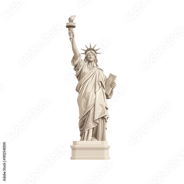 Fototapeta A detailed illustration of a statue representing freedom and democracy, depicted in a classic style, isolated on a white background.
