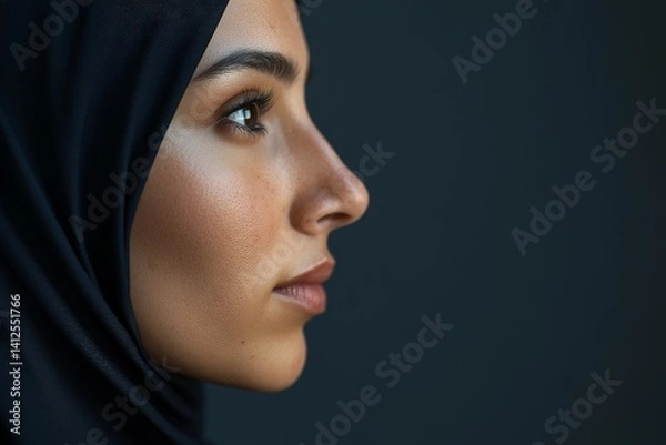 Fototapeta Portrait of young arabic woman in hijab. Beautiful muslim lady