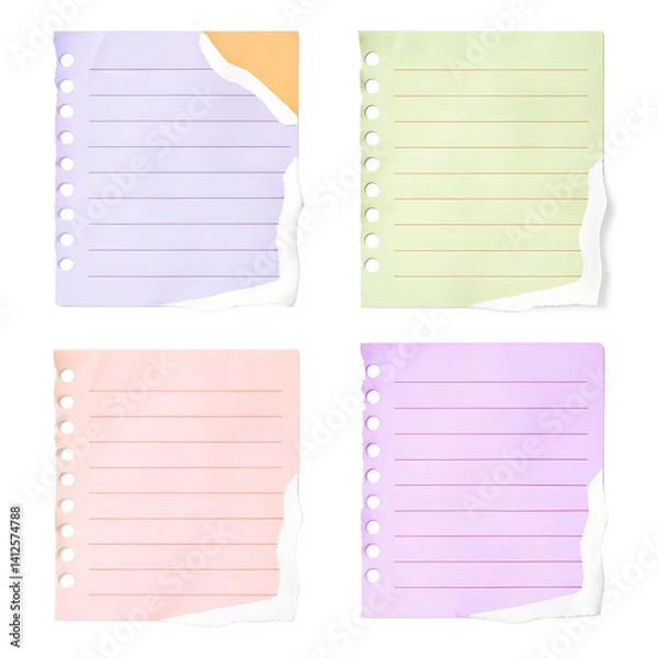 Obraz Notebook Paper with Torn Edge on a transparent background 