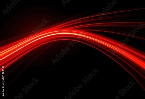 Fototapeta Abstract streaks of vibrant red light speeding across a black void, fast, streak