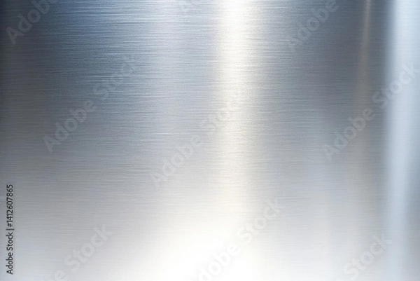 Fototapeta Close-up of a brushed metal surface with a vertical gradient of light reflecting off the metallic texture