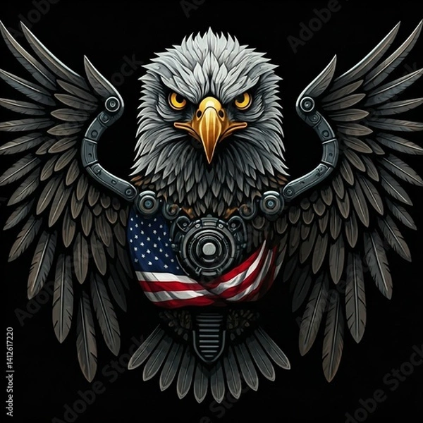 Obraz Mechanical Eagle with American Flag Futuristic Patriotism Concept Art