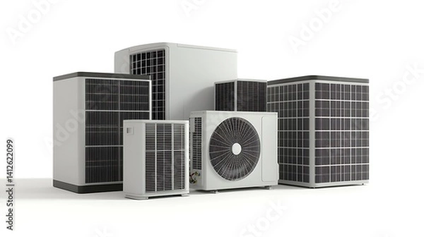 Obraz HVAC units with various sizes, and white background.