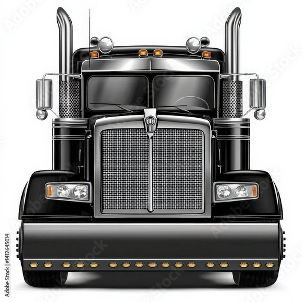 Obraz Black Semi-Truck Front View