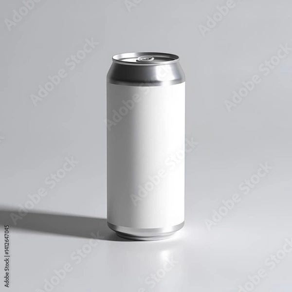 Fototapeta Soda can mockup on a minimal background, perfect for showcasing custom branding, product design, or promotional artwork in a realistic and clean style.