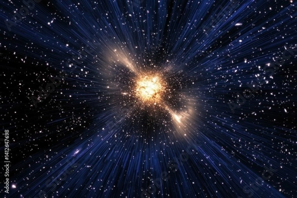 Fototapeta Vibrant cosmic explosion signaling formation of stars and galaxies in deep space