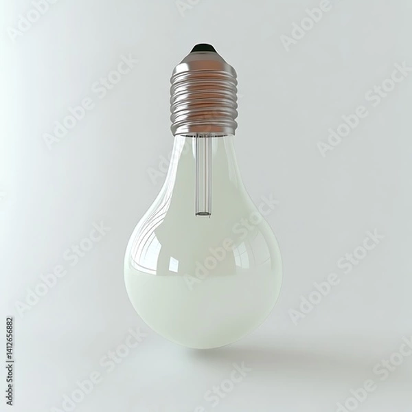 Fototapeta A Shiny Light Bulb Reflecting Brightly on a White Surface