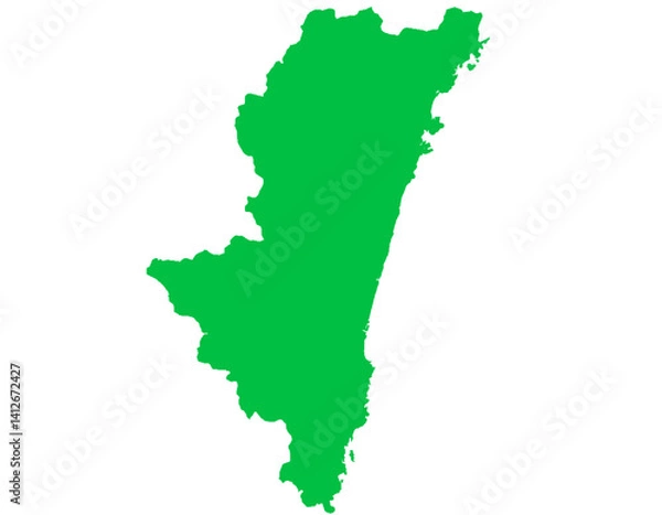 Fototapeta 宮崎県　地図　グリーン　イラスト