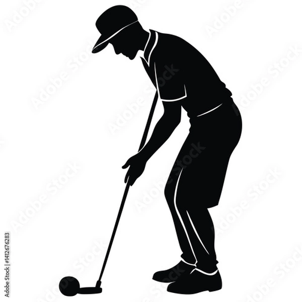 Fototapeta Golf element vector, Silhouette of a golfer bowing or tipping hat after game