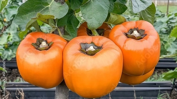 Fototapeta Ripe persimmons on a tree