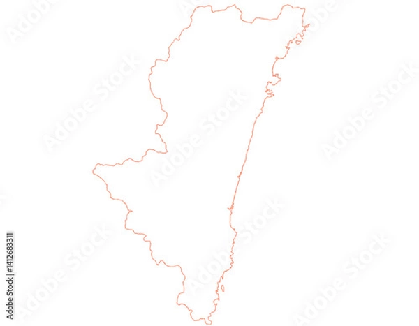 Fototapeta 宮崎県　地図　白　イラスト