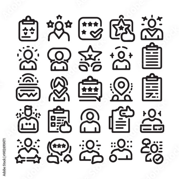 Fototapeta Business and management line icons set. Management icon collection. shilhouette vector white background 