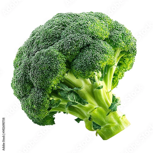 Fototapeta Head of broccoli with tight florets and vibrant green color, isolated PNG format, transparent background, high-resolution, suitable for stock image use --v 7.0