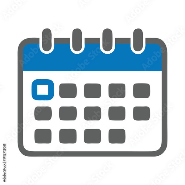 Obraz Spiral-Bound Calendar Icon: Symbol of Planning and Scheduling