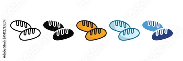 Fototapeta Bread Icon Set Multiple Style Collection