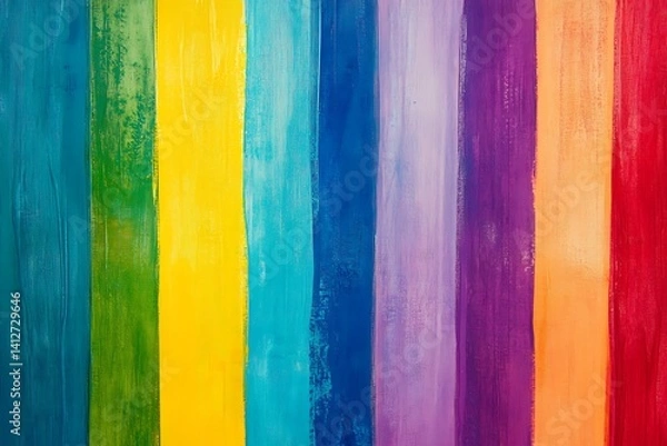 Fototapeta Vertical rainbow stripes with bright and vibrant colors, creating a bold and colorful background