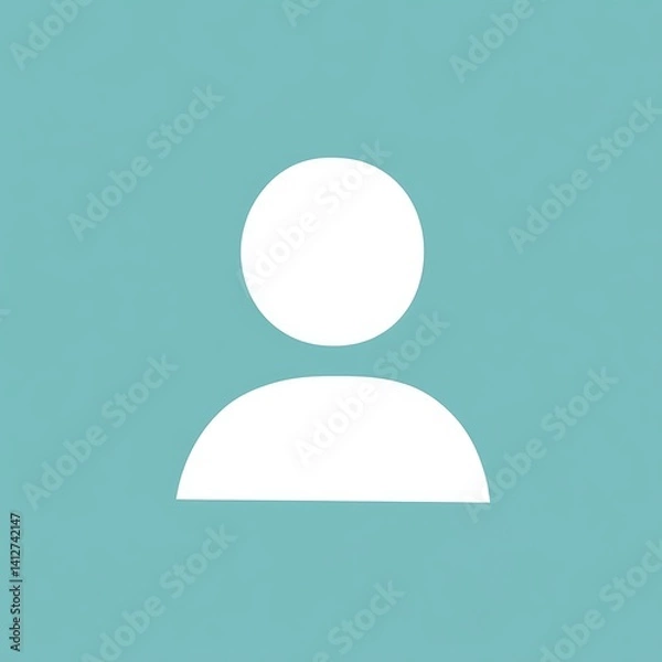 Obraz A simple white graphic representing a person on teal background