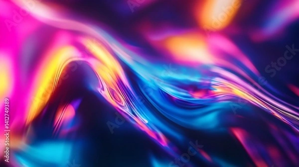 Fototapeta Vibrant Abstract Liquid Flow with Neon Colors and Dynamic Waves