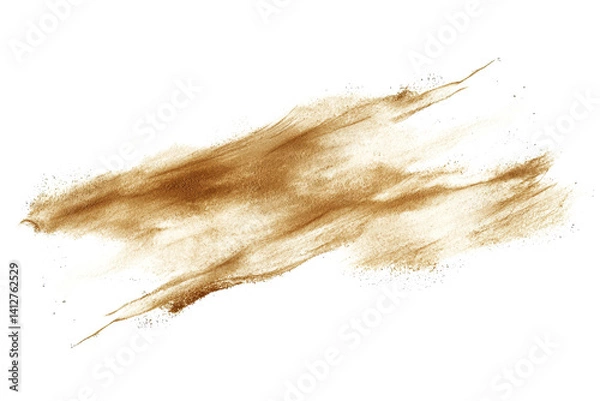 Fototapeta Fine sand lightly splash top view on a pure white background, isolated and suitable for PNG extraction