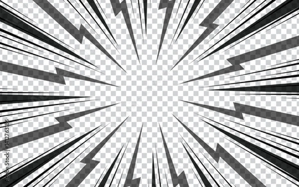Fototapeta background with exploding lightning rays in comic style. vector illustration