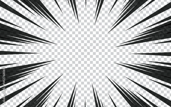 Obraz PrintHigh speed lines on transparent background. Anime comic speed lines motion effect. Vector illustration.