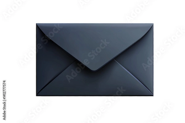 Fototapeta A sleek, elegant black envelope positioned on a clean white surface, ideal for showcasing mail, invitations, or stationery design concepts.