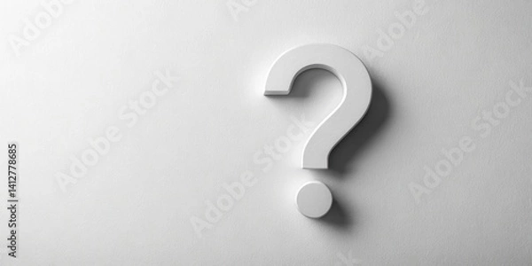 Obraz White Question Mark on Textured Surface Uncertainty and Inquiry