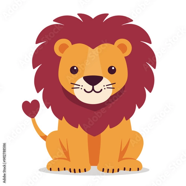 Fototapeta Charming lion-toy with a tail in the shape of a heart,For family Blogs, educational projects, advertising toys, for events dedicated to care for the animal