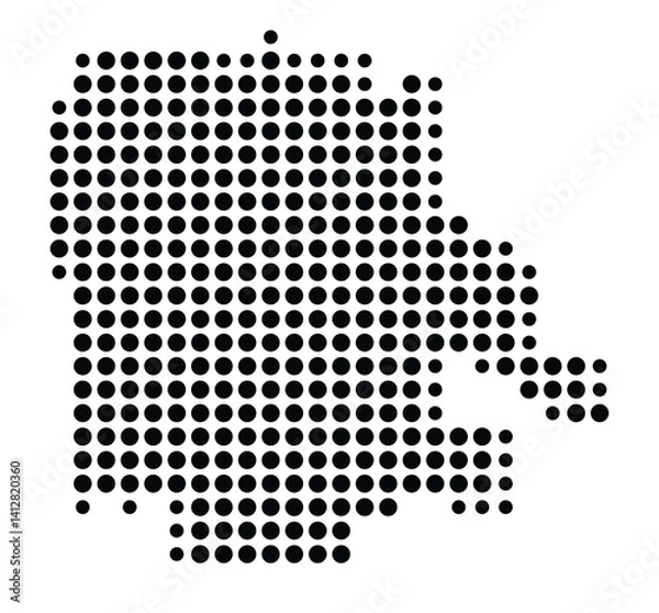 Fototapeta Symbol Map of Norwalk (United States) showing the city with a pattern of just a few black dots
