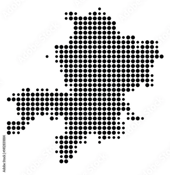 Fototapeta Symbol Map of Fort Wayne (United States) showing the city with a pattern of just a few black dots
