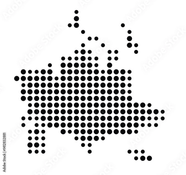 Fototapeta Symbol Map of Lawrence (United States) showing the city with a pattern of just a few black dots