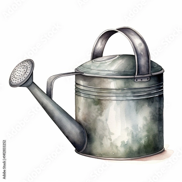 Obraz Watercolor watering can, vintage, rustic, perfect for gardening design