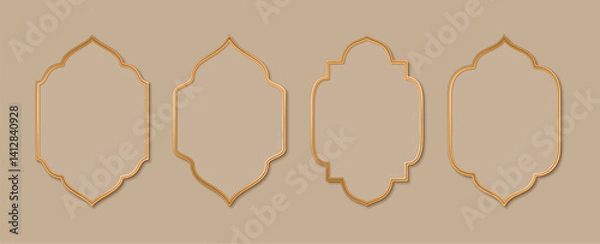 Obraz Set of arabic geometric frames in oriental style. Oriental windows. Ramadan frames collection