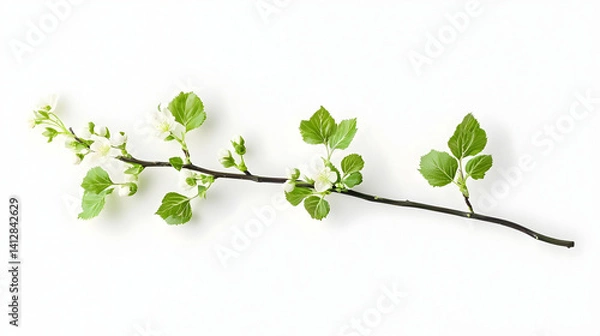 Fototapeta Spring Branch With Blossoms On White Background