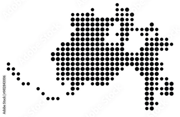 Fototapeta Symbol Map of Cincinnati (United States) showing the city with a pattern of just a few black dots
