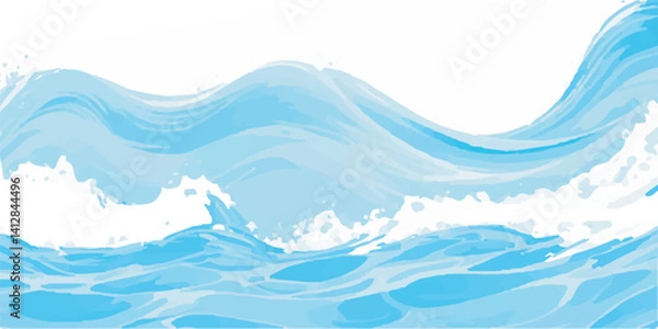 Fototapeta Soft Blue and Green Watercolor Ocean Wave Texture Background Featuring Abstract Waves Perfect for Creative Ocean-Inspired Graphic Design Projects.