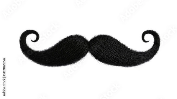 Fototapeta Neat small retro men's mustache on a transparent background, mustache with a refined touch and design.