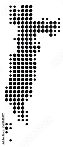 Fototapeta Symbol Map of Grand Prairie (United States) showing the city with a pattern of just a few black dots