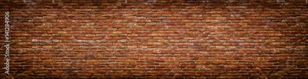 Fototapeta grunge brick wall, old brickwork panoramic view