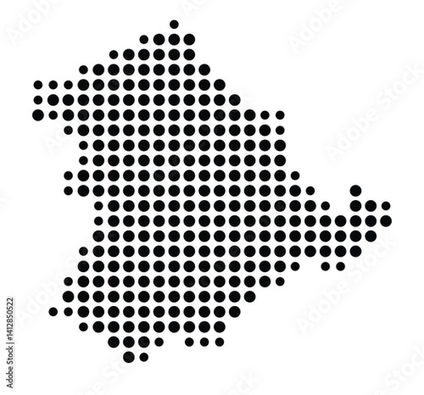 Fototapeta Symbol Map of Lynchburg (United States) showing the city with a pattern of just a few black dots