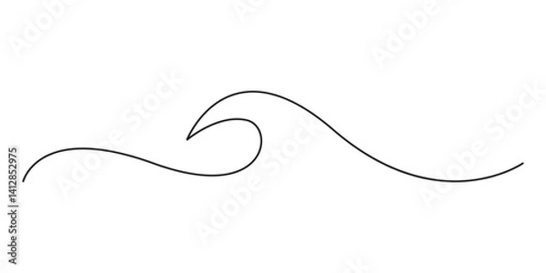 Fototapeta Ocean sea wave one line drawing art. Continuous single line drawing sea wave vector illustration