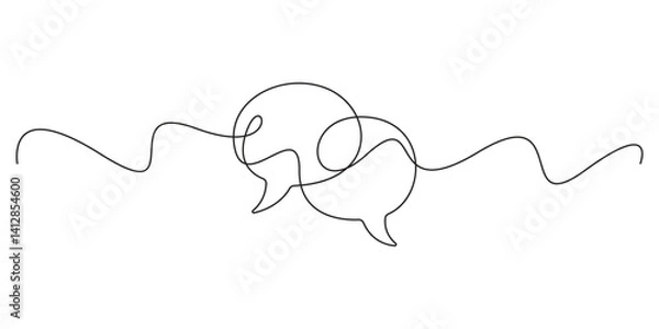 Fototapeta Continuous one line drawing of speech bubble doodle vector illustration