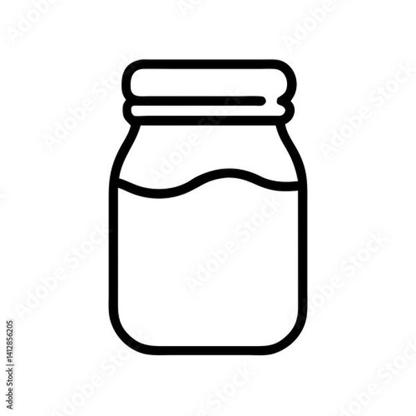 Obraz Jam jar icon in black outline on white background