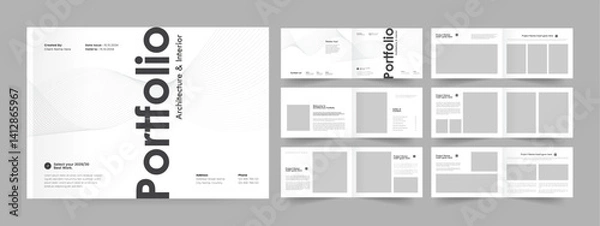 Fototapeta Architectural Portfolio Design, Presentation Portfolio Template, Landscape Portfolio Layout.
