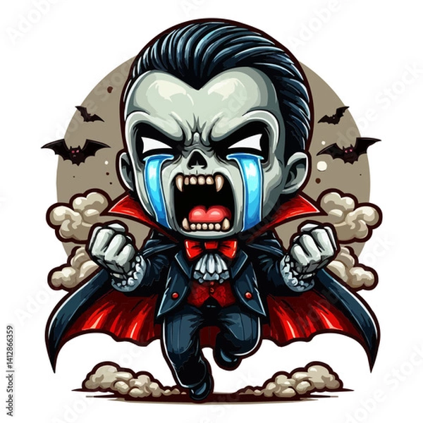 Fototapeta Crying Vampire Chibi Illustration