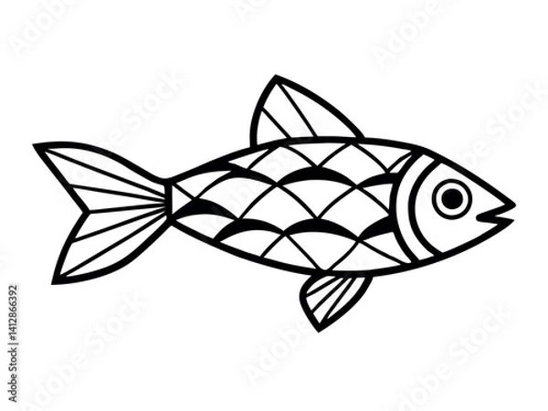 Fototapeta Betta fish coloring page for a children's book with colorful examples. Image in vector format. Great coloring activity for children and toddlers