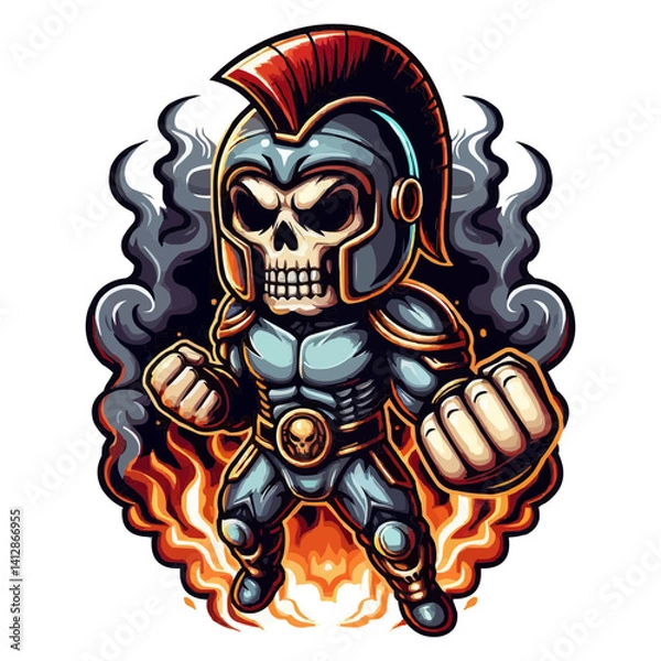 Obraz Chibi Skull Gladiator Illustration