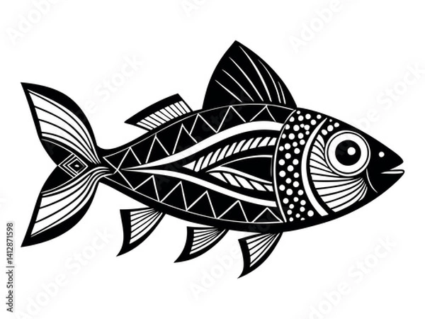 Fototapeta Betta fish coloring page for a children's book with colorful examples. Image in vector format. Great coloring activity for children and toddlers