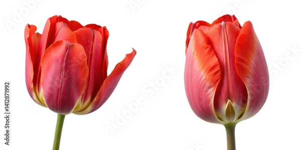Obraz Set of Closed Red Tulip Bud Illustrations - Spring Flowers